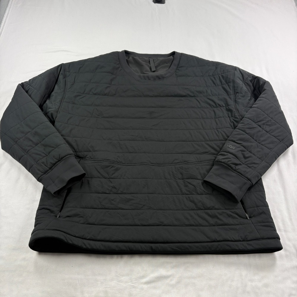 Lululemon Sweatshirt Womens Size 10 Black Dynamic Movement Crew Neck Quilted
